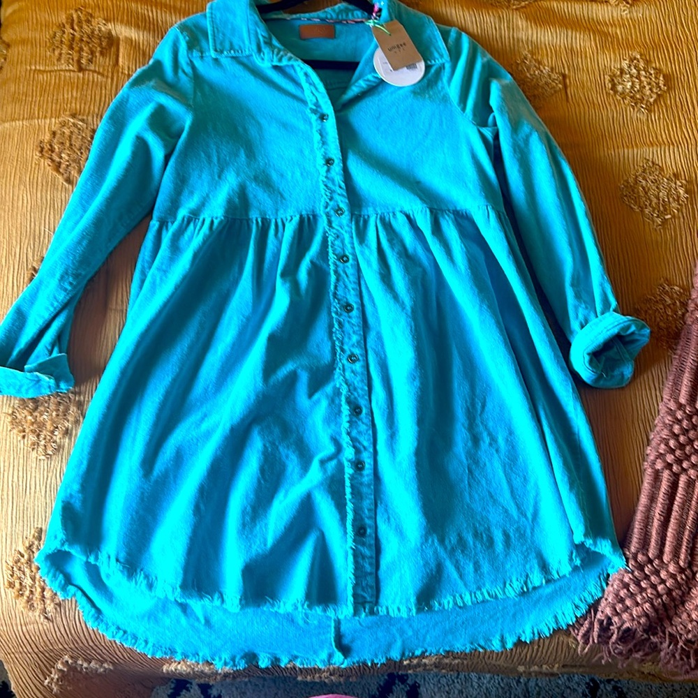 Brand new dress from Umgee. Blue corduroy button down dress